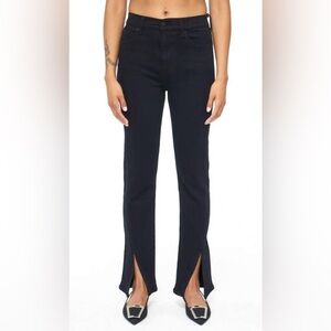 Pistola Teagan Slit Hem High-Rise Straight Jeans in black dark vinyl size 32
